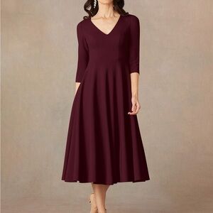 Azazie Burgundy Midi Dress